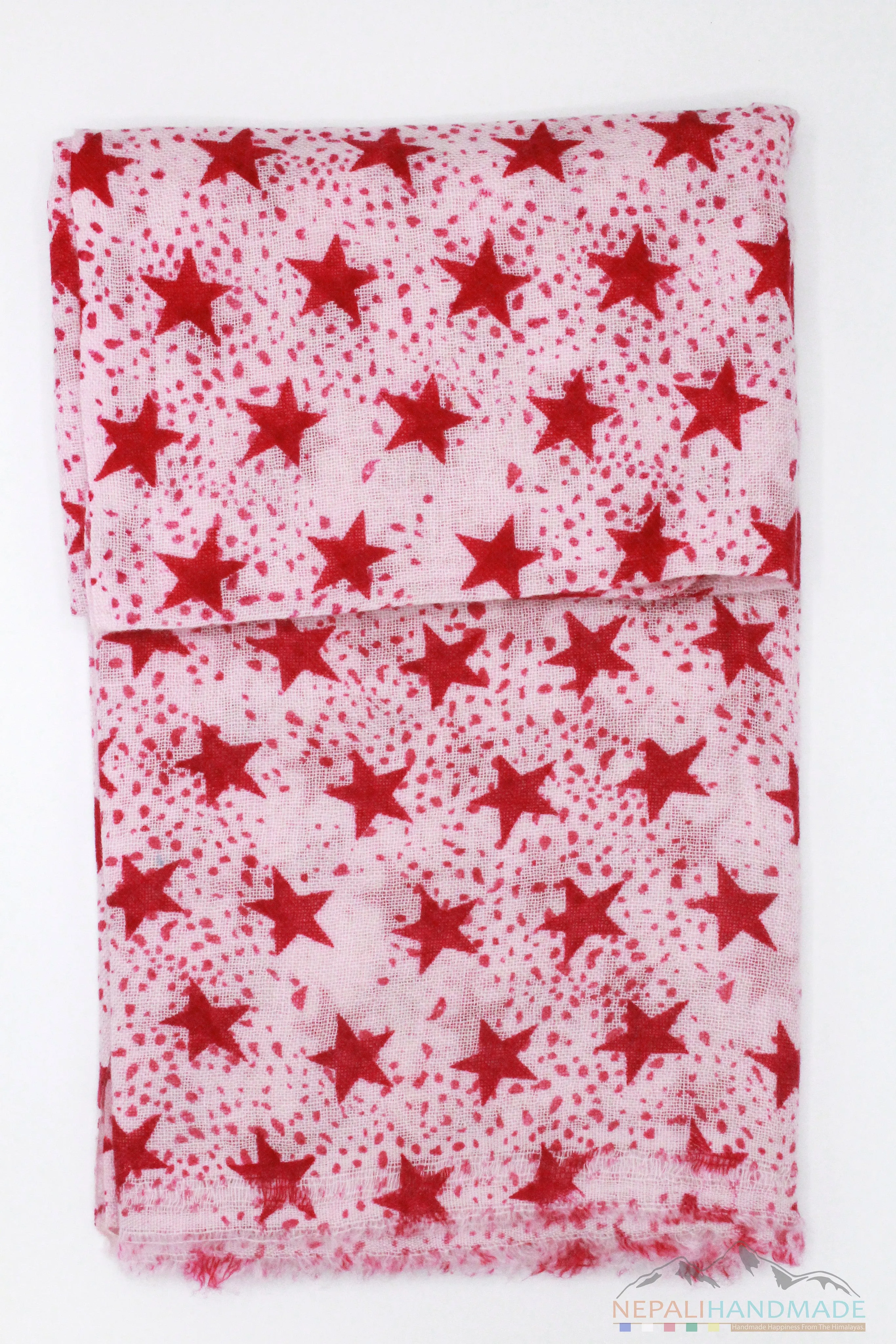 100% Cashmere Twinkly Red Stars Pashmina Shawl/Scarf