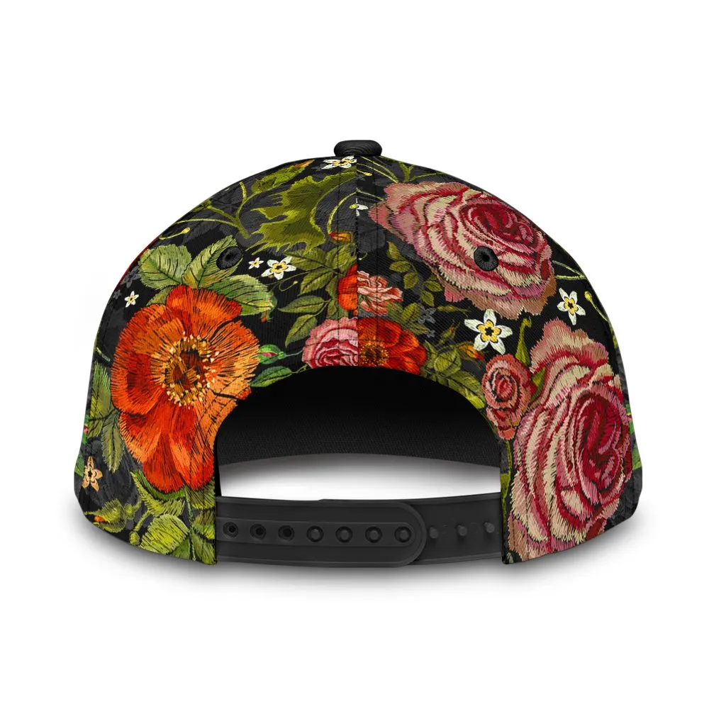 3D Baseball Cap Hat With Skull Flower Patter Skull Cap Hat For Her Women Skull Cap Hat