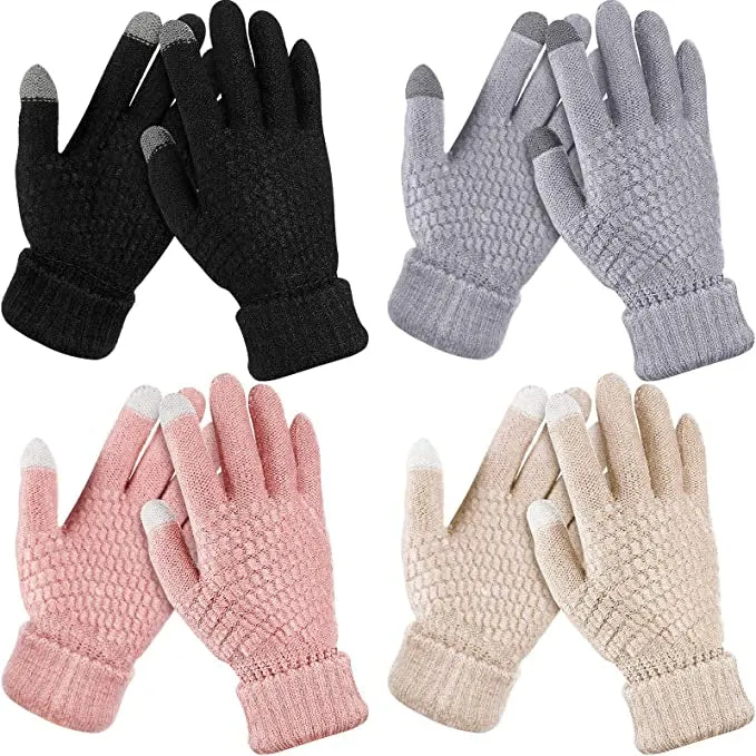 4-Pair: Women's Winter Touch Screen Gloves Warm Fleece