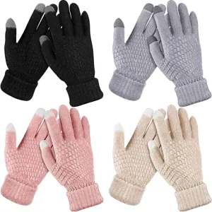 4-Pair: Women's Winter Touch Screen Gloves Warm Fleece