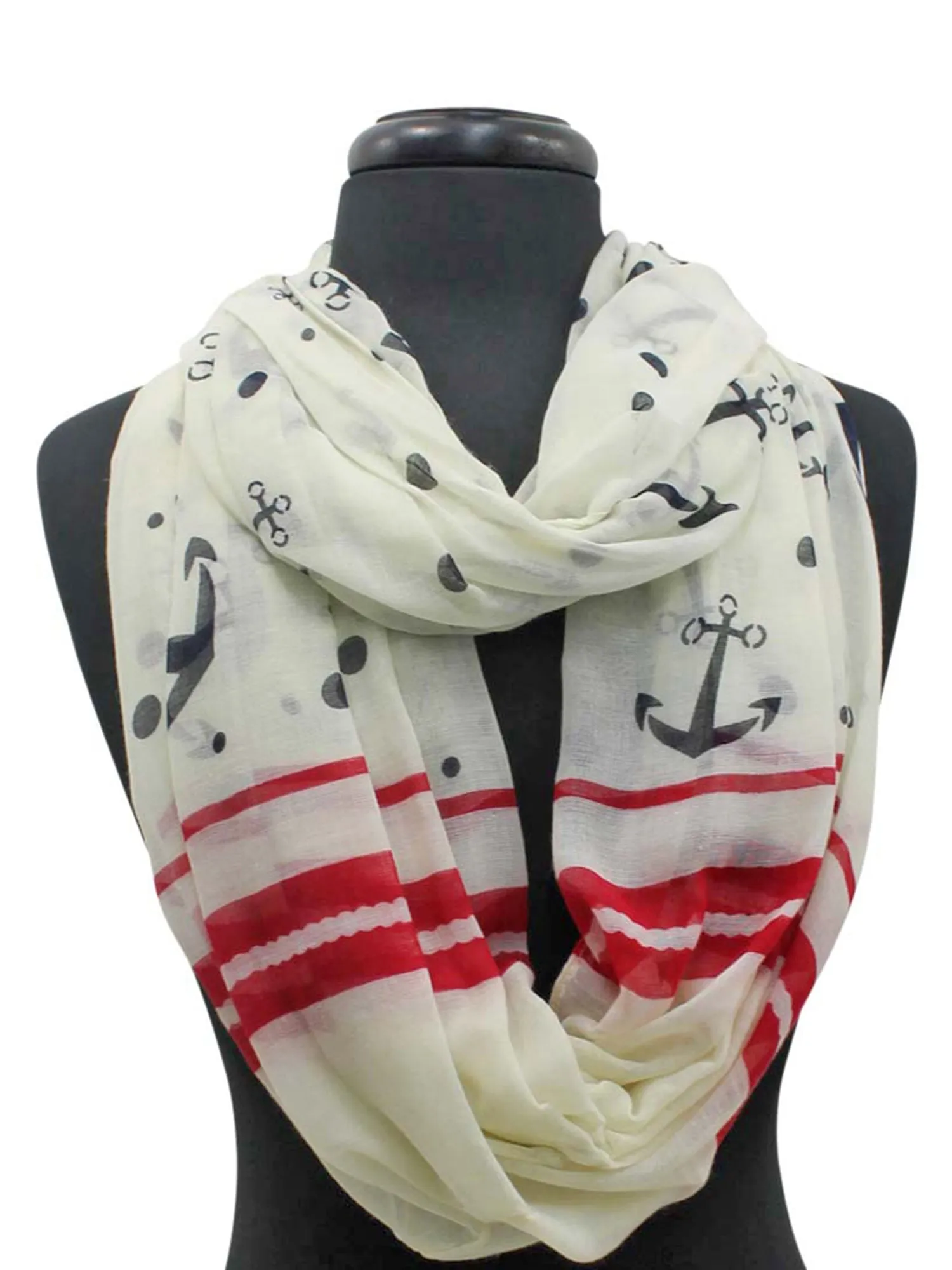 Anchor Print Summer Circle Infinity Scarf