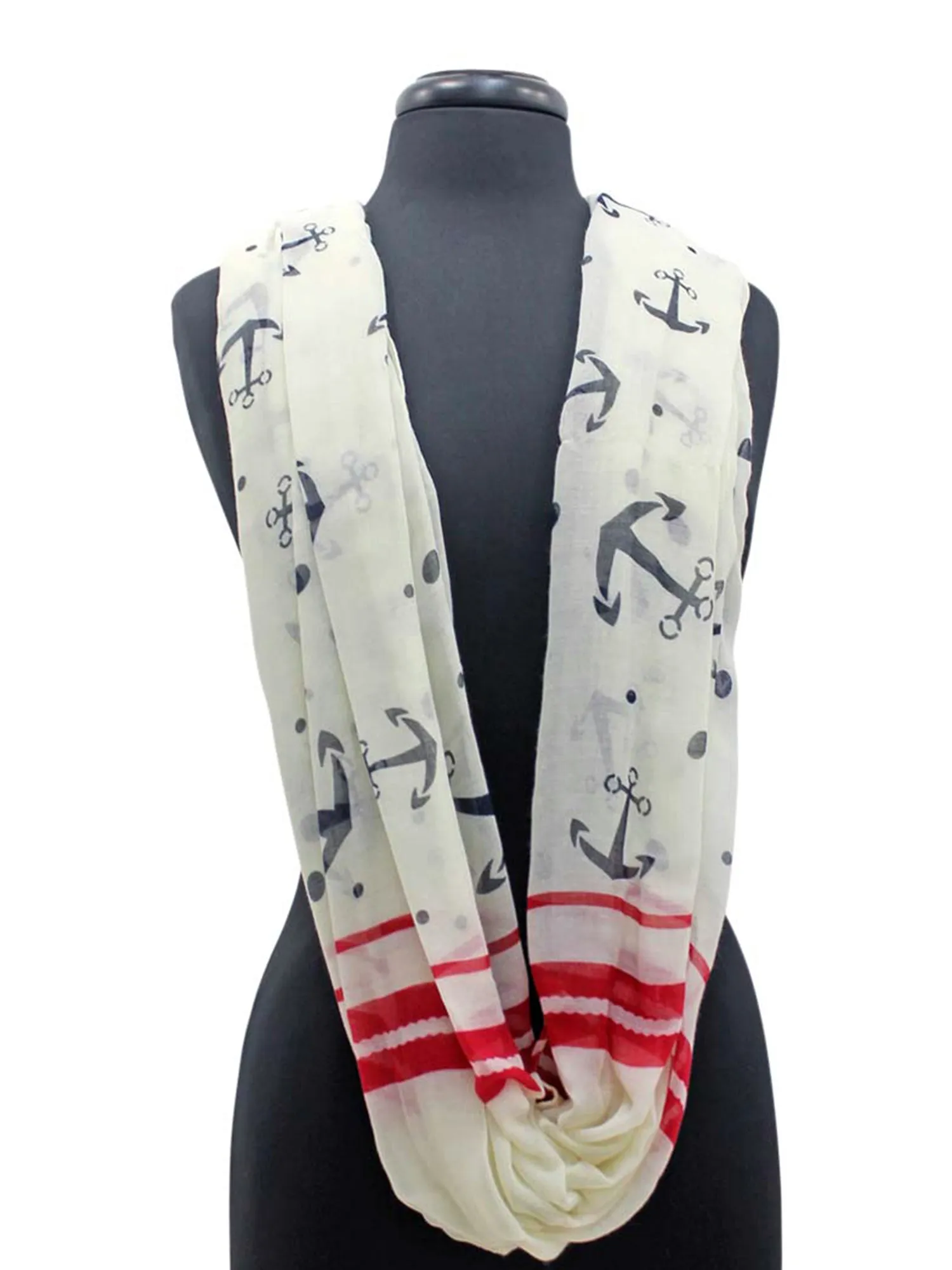 Anchor Print Summer Circle Infinity Scarf