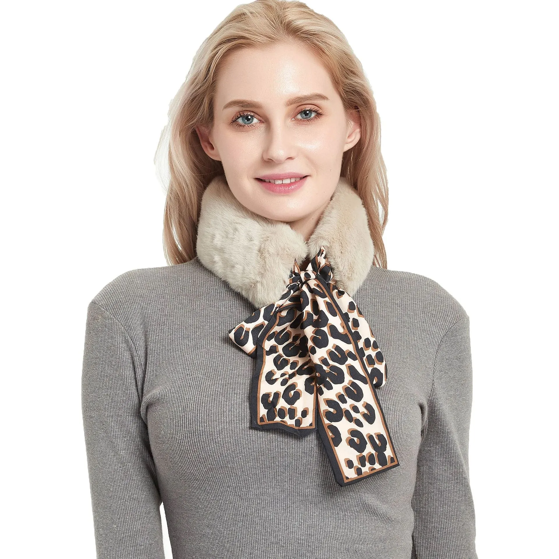 Autumn and winter new scarves Women's thickened rabbit hair printed leopard print scarf