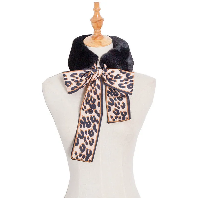 Autumn and winter new scarves Women's thickened rabbit hair printed leopard print scarf