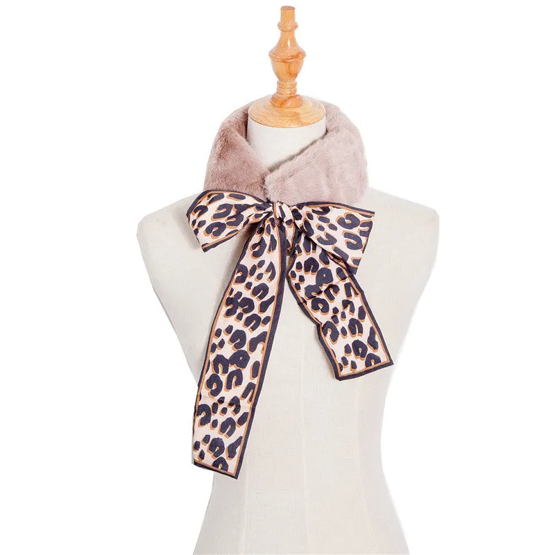 Autumn and winter new scarves Women's thickened rabbit hair printed leopard print scarf