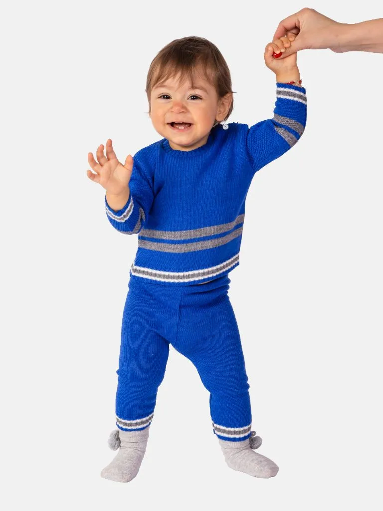 Baby Boy Carlos Collection Knitted 3 piece set - Royal Blue