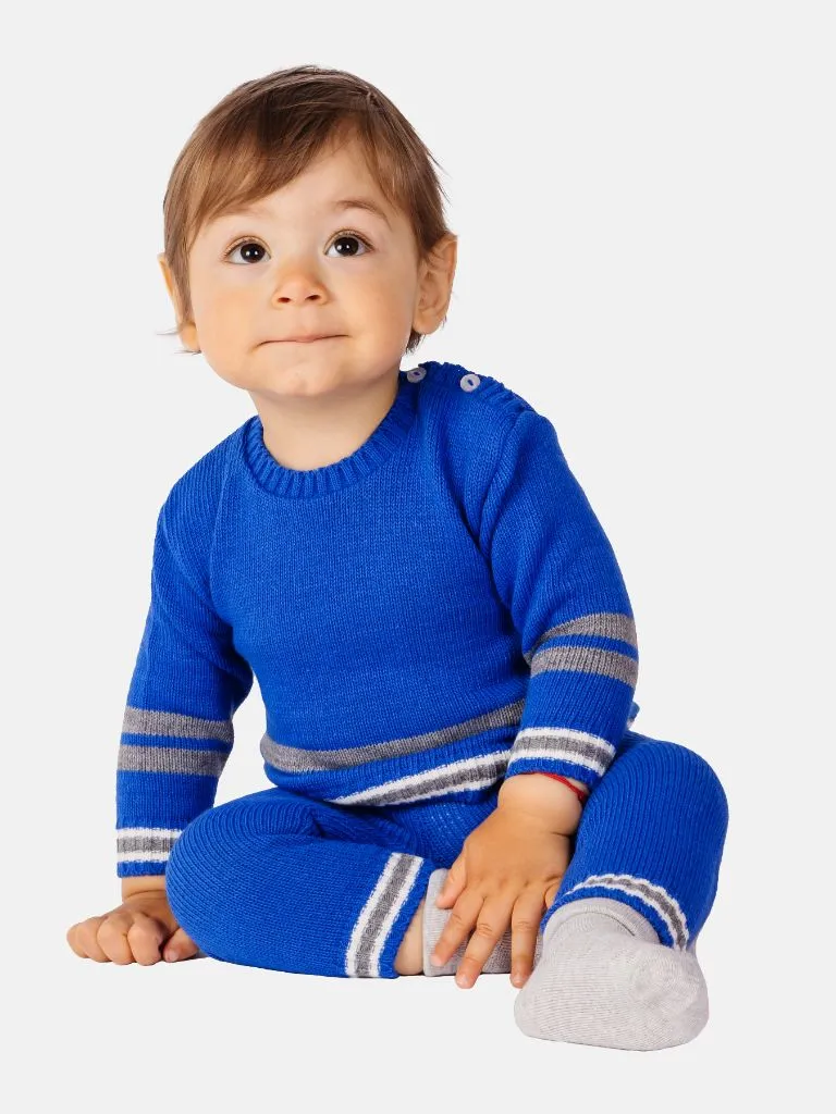 Baby Boy Carlos Collection Knitted 3 piece set - Royal Blue