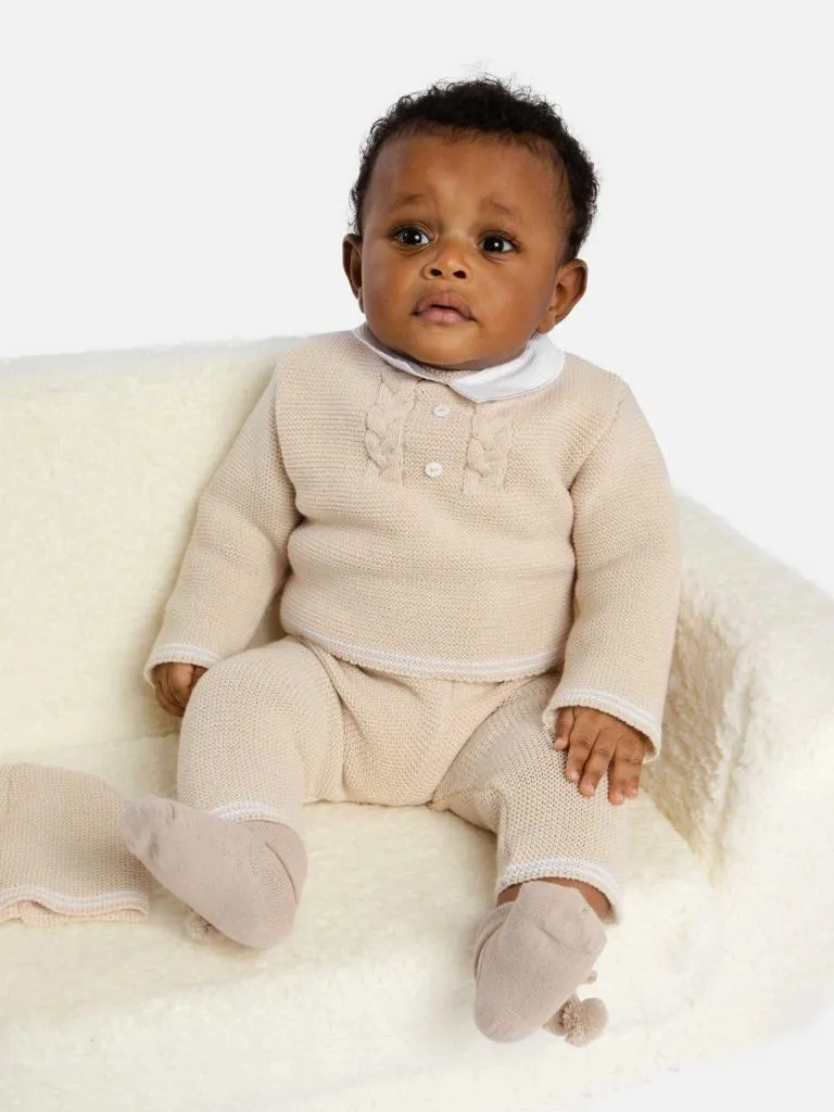 Baby Boy Jose Collection Knitted 3 piece set - Beige