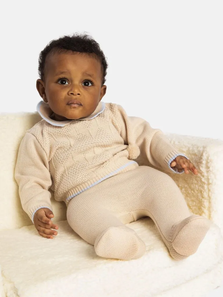 Baby Boy New Santiago Collection Knitted 3 piece set - Beige