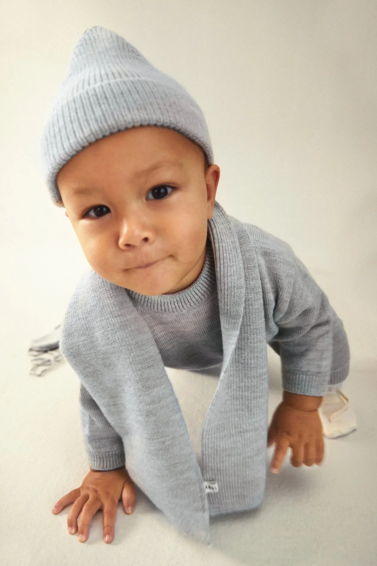 Baby Knitted Beanie | Grey Melange