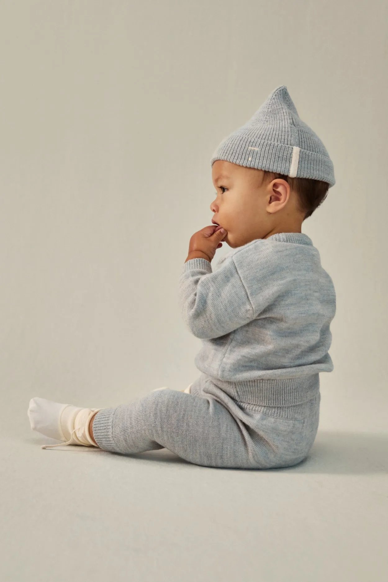 Baby Knitted Beanie | Grey Melange