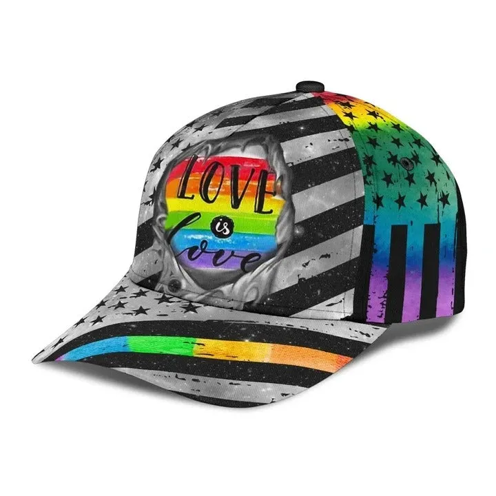 Baseball 3D Printing Cap For Lesbian Gay, Classic USA Flag Love Is Love Lgbt Printing Baseball Cap Hat