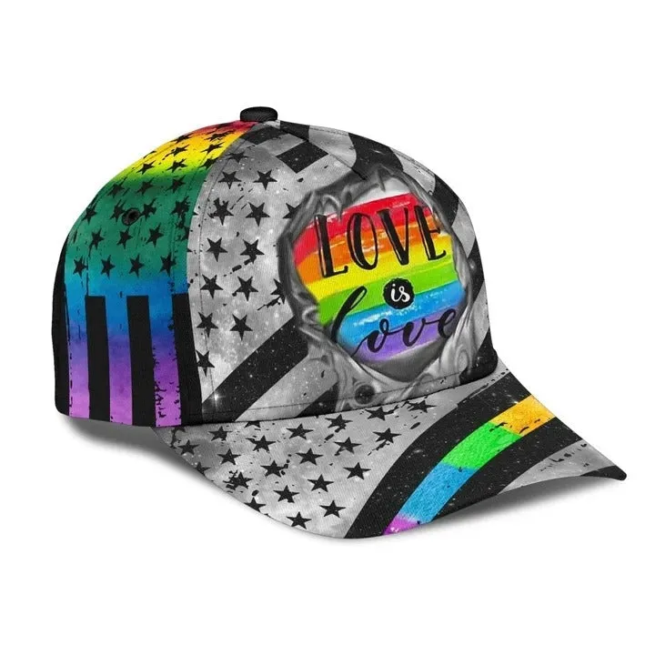 Baseball 3D Printing Cap For Lesbian Gay, Classic USA Flag Love Is Love Lgbt Printing Baseball Cap Hat