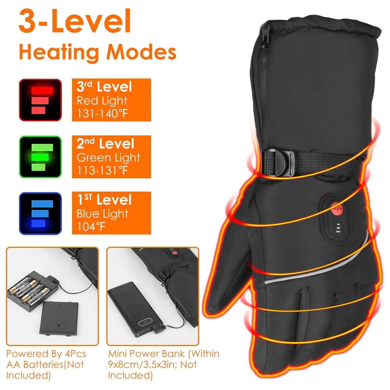 Battery Powered USB Touchscreen Thermal Gloves