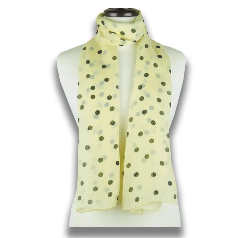 BEIGE POLKA DOT SCARF - 67x26"