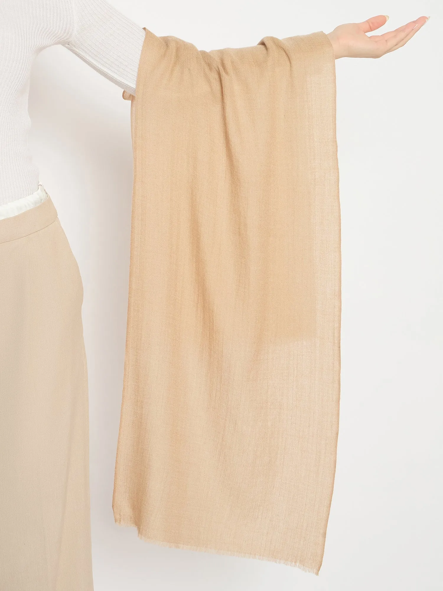 Beige Tone Ombre Woolen Rectangular Stole