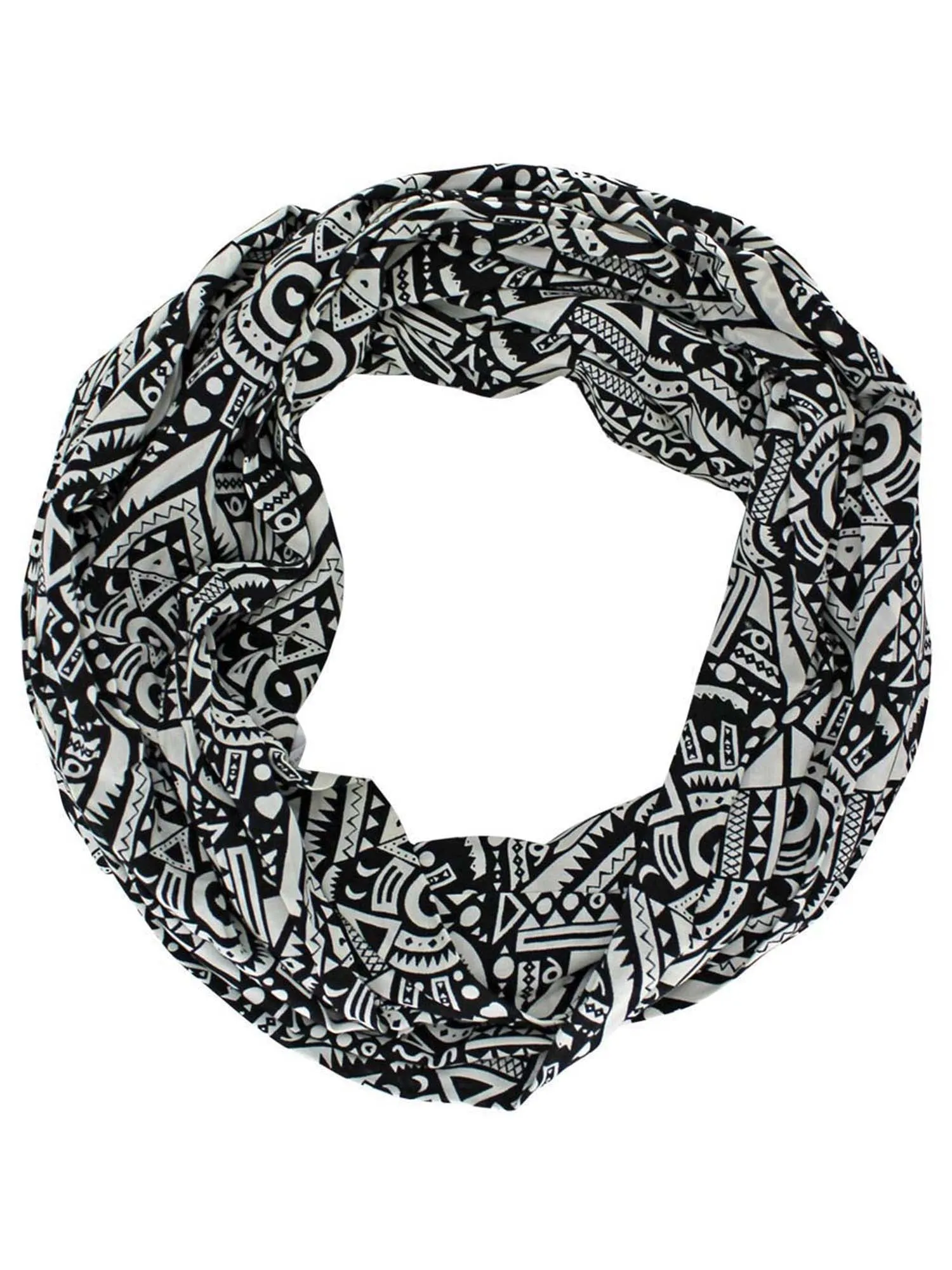 Black & White Geometric Pattern Circle Infinity Scarf