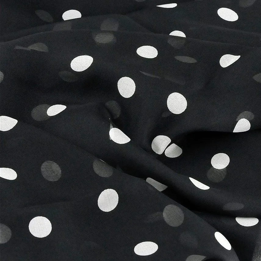 BLACK POLKA DOT SCARF - 67x26"