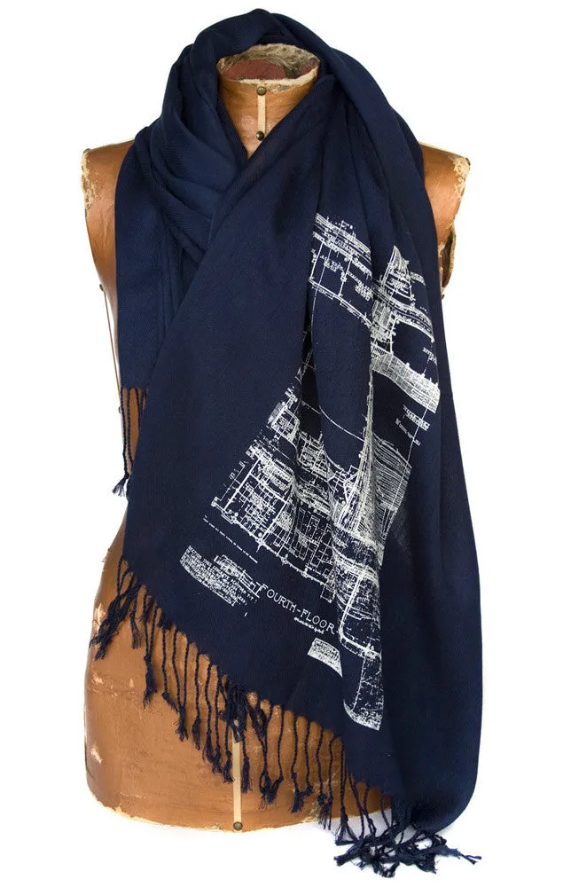 Blueprint Bamboo Scarf. Cass Tech Detroit Pashmina