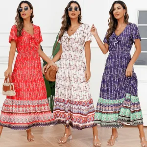 Bohemian Long Vintage Printed Beach Dress