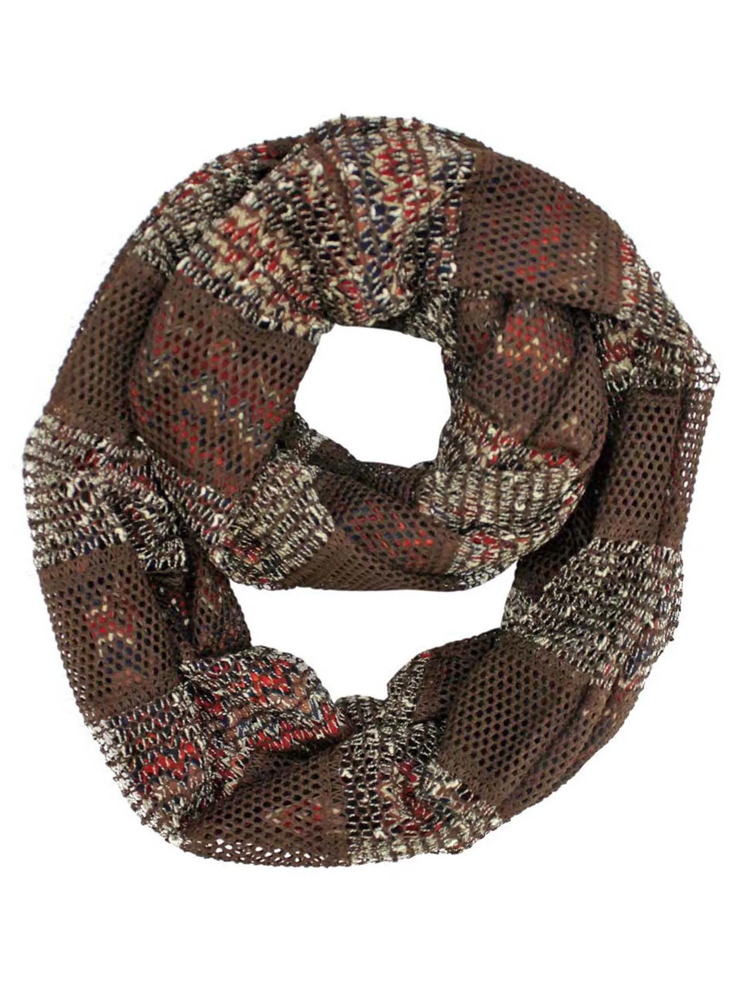 Brown Two-Tone Knit Infinity Scarf