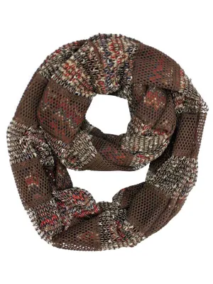 Brown Two-Tone Knit Infinity Scarf