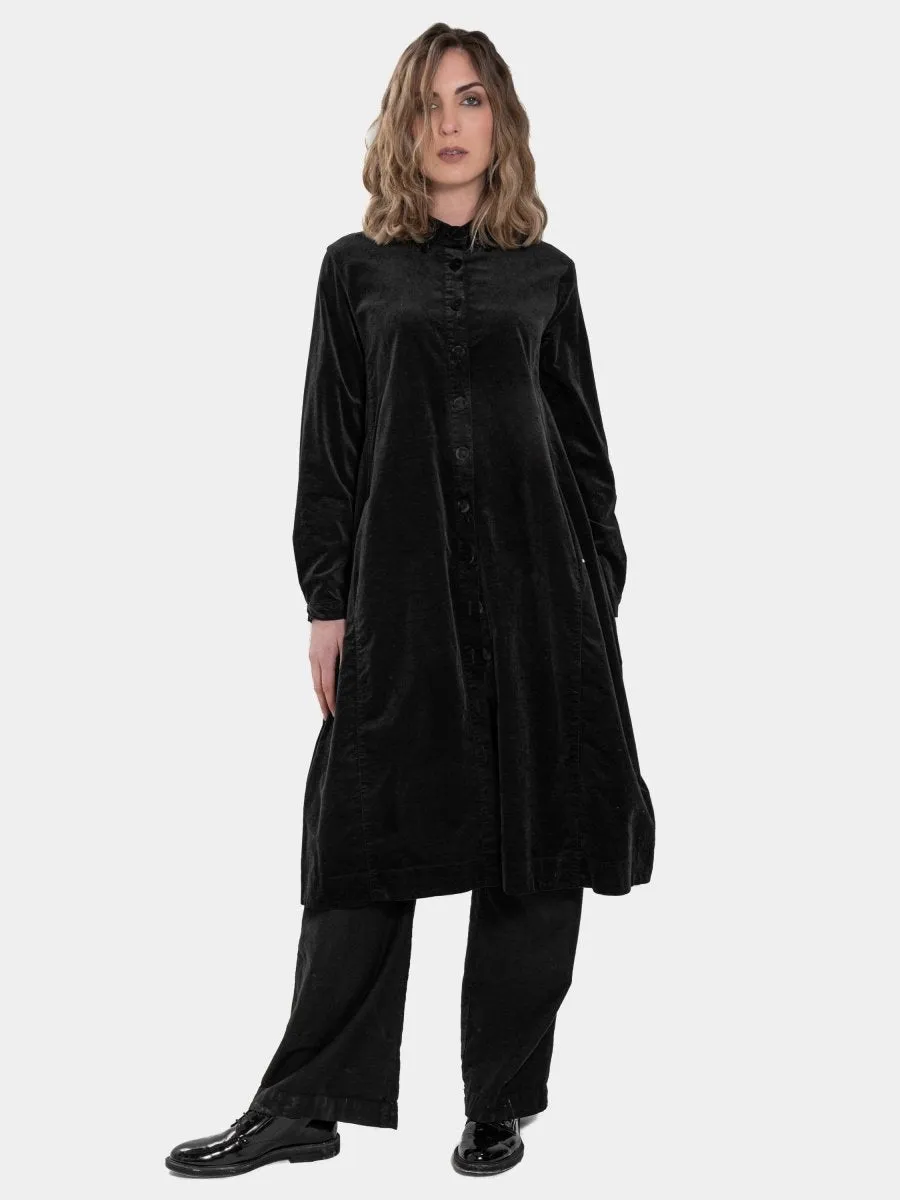 Button Down Velvet Coat Dress