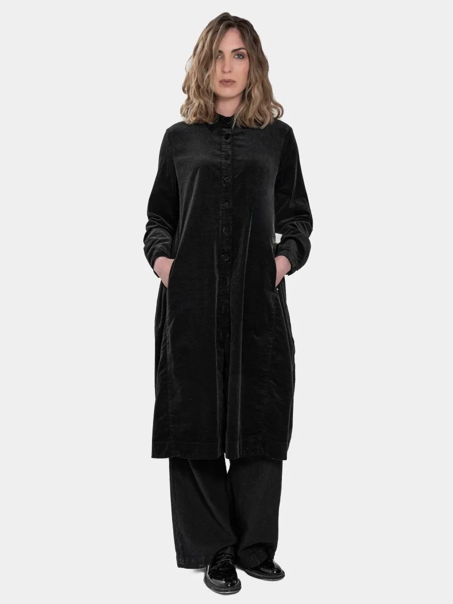 Button Down Velvet Coat Dress