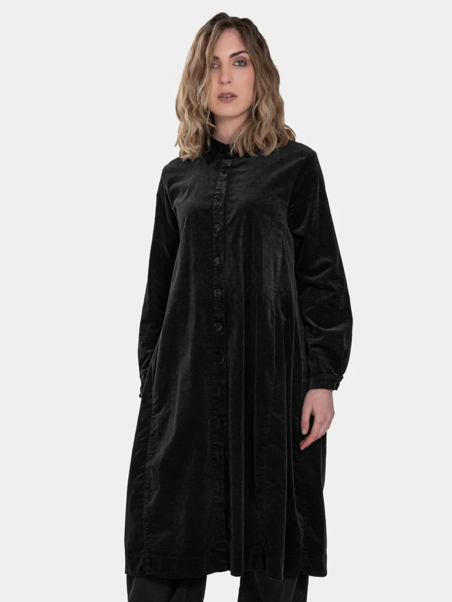 Button Down Velvet Coat Dress