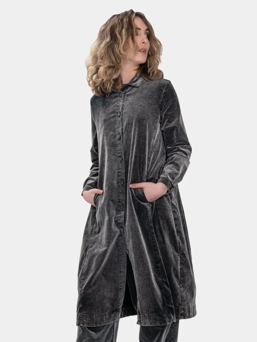 Button Down Velvet Coat Dress