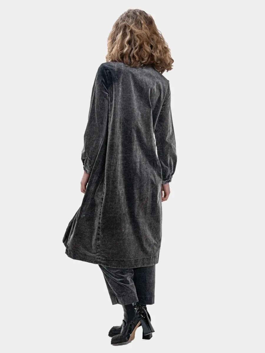 Button Down Velvet Coat Dress