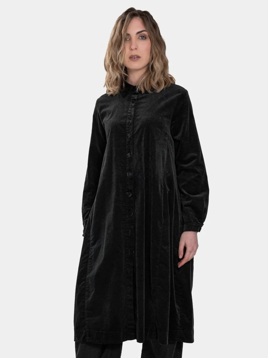 Button Down Velvet Coat Dress