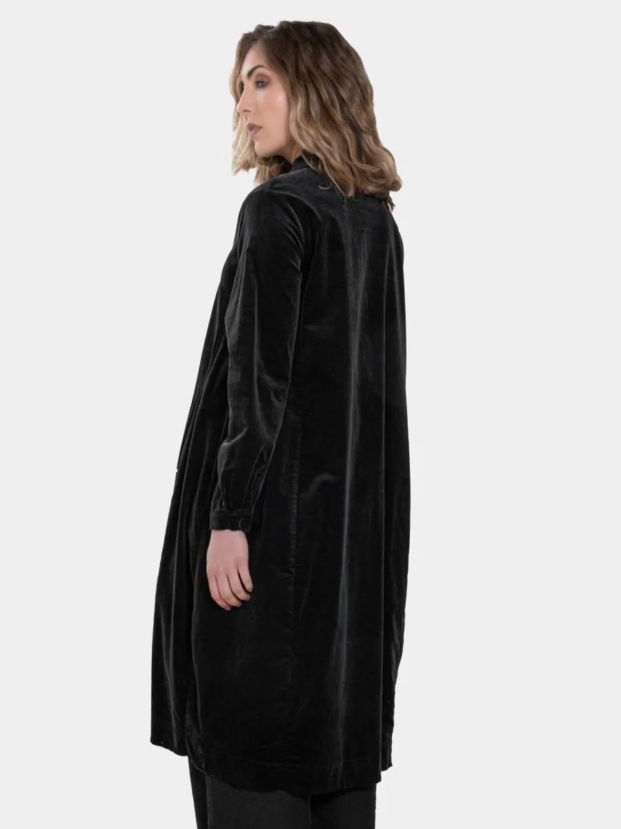 Button Down Velvet Coat Dress