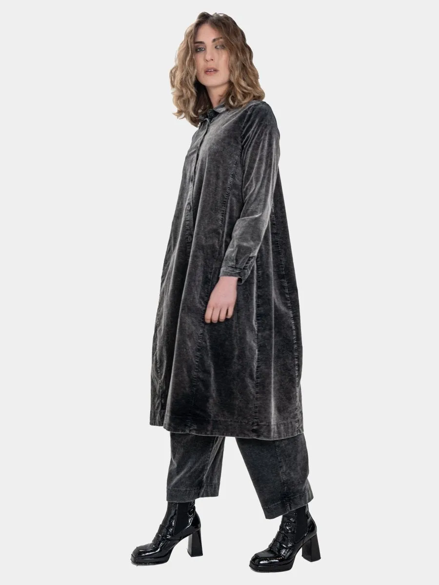 Button Down Velvet Coat Dress