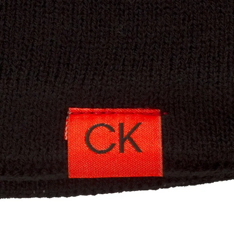 CALVIN KLEIN Large Monogram Men's Beanie (Black)