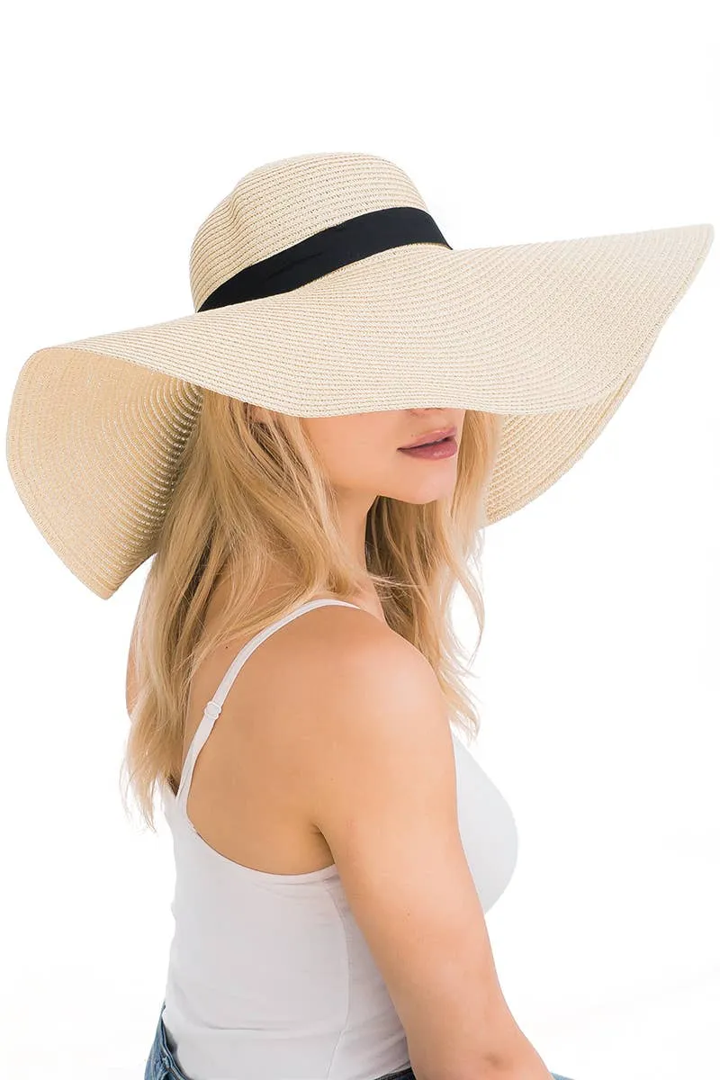 Cap Zone Black Band Wide Floppy Sun Hat