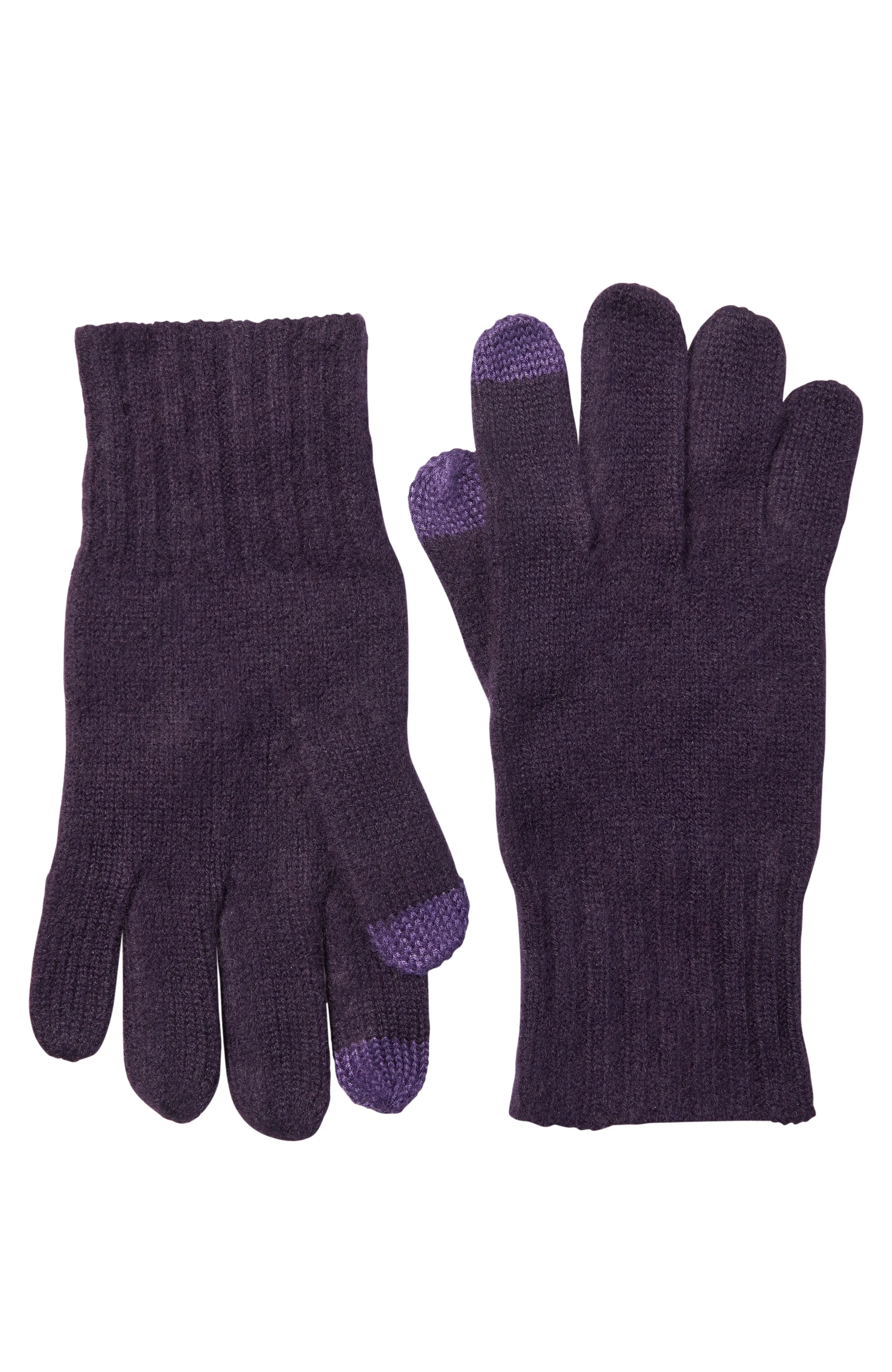 CASHMERE RIBBED CUFF GLOVE WITH TOUCH TECH