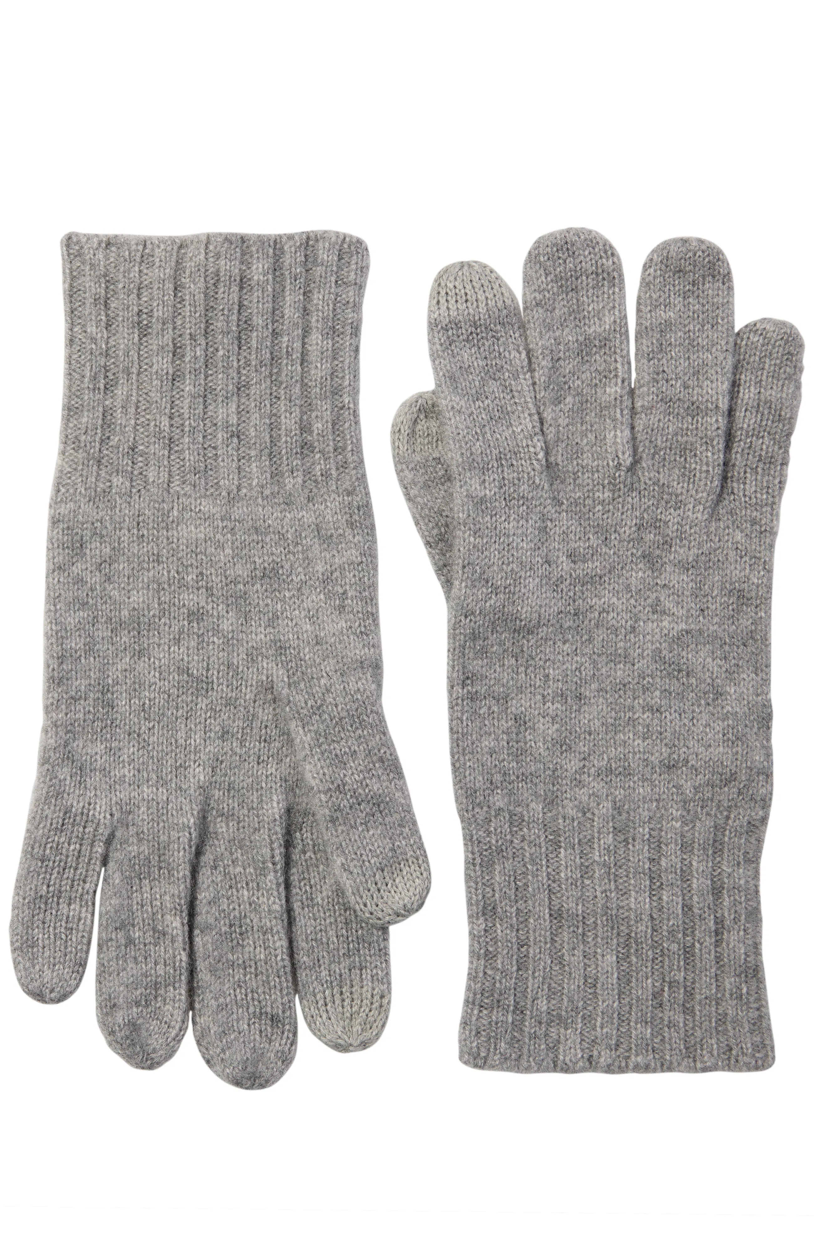 CASHMERE RIBBED CUFF GLOVE WITH TOUCH TECH