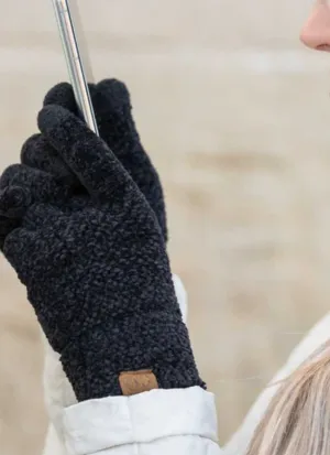 C.C. Black Chenille Touchscreen Gloves