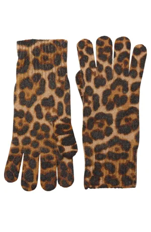 CHEETAH PRINT CASHMERE GLOVES WITH TOUCH TECH