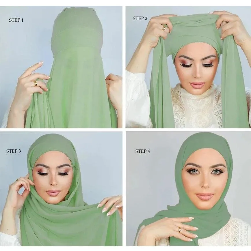 Chiffon Instant Head Scarfs Shawl Hijab for Muslim Women