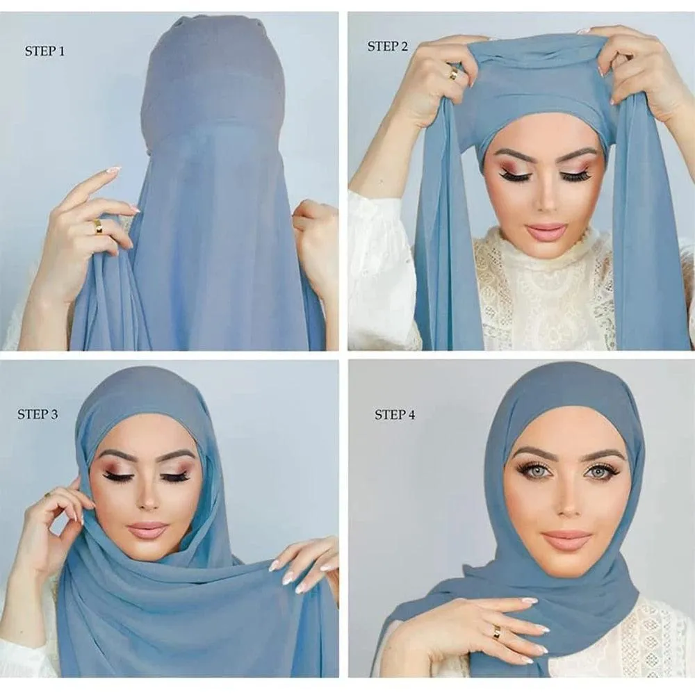 Chiffon Instant Head Scarfs Shawl Hijab for Muslim Women