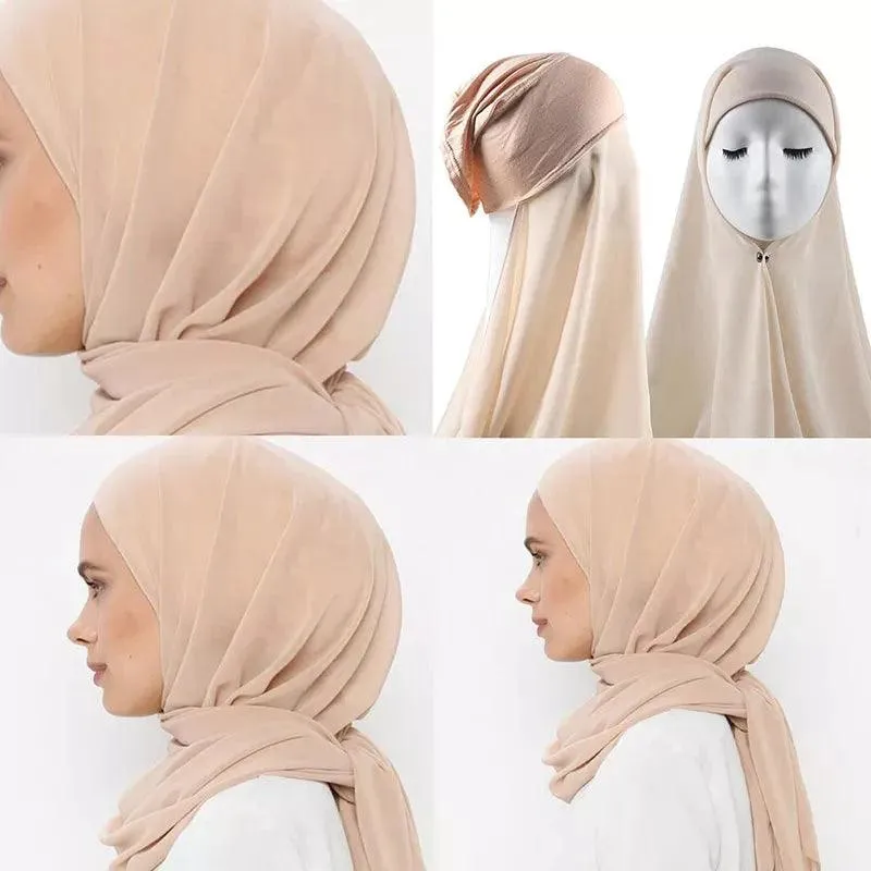 Chiffon Instant Head Scarfs Shawl Hijab for Muslim Women