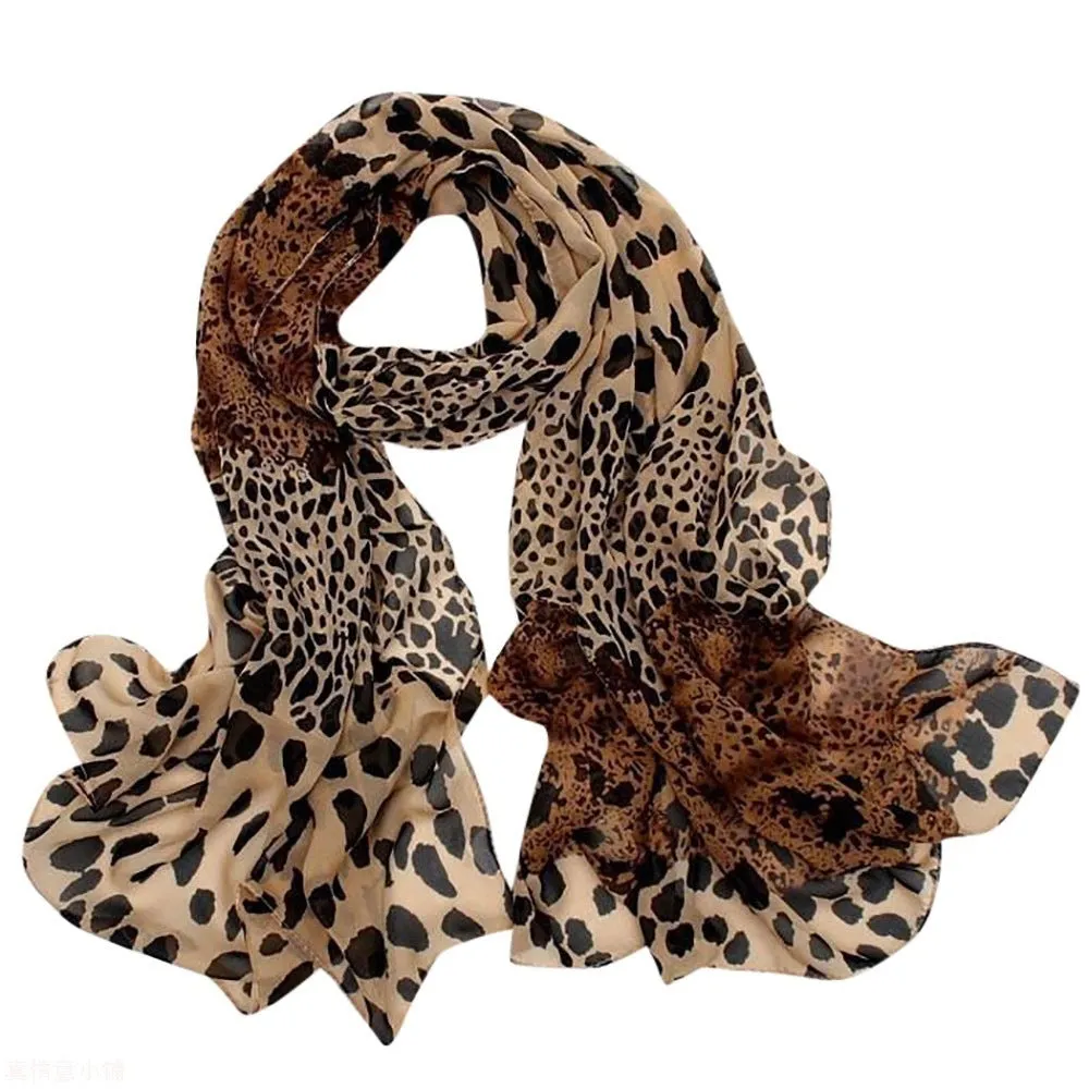 Chiffon Leopard Print Scarf