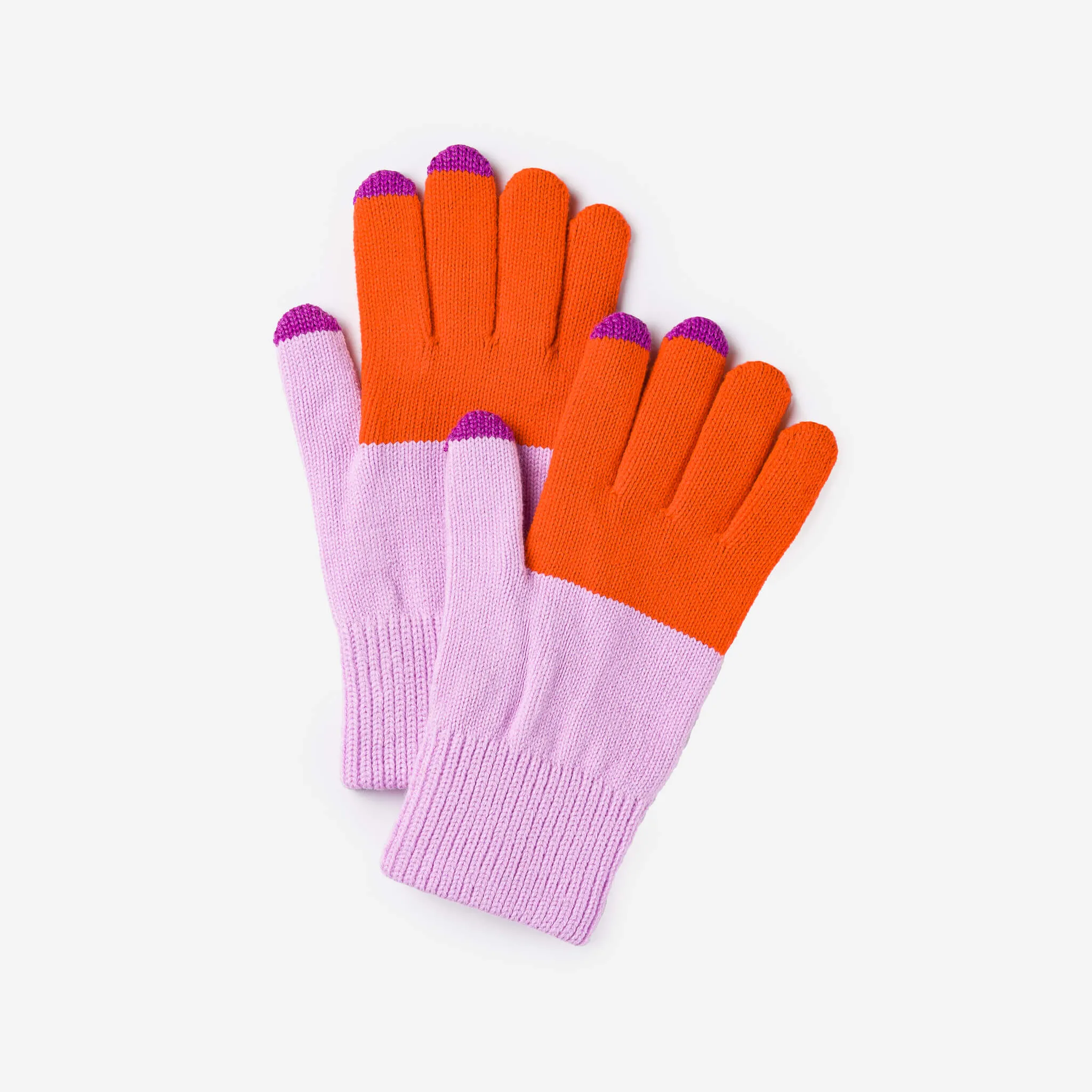 Colorblock Knit Touchscreen Gloves