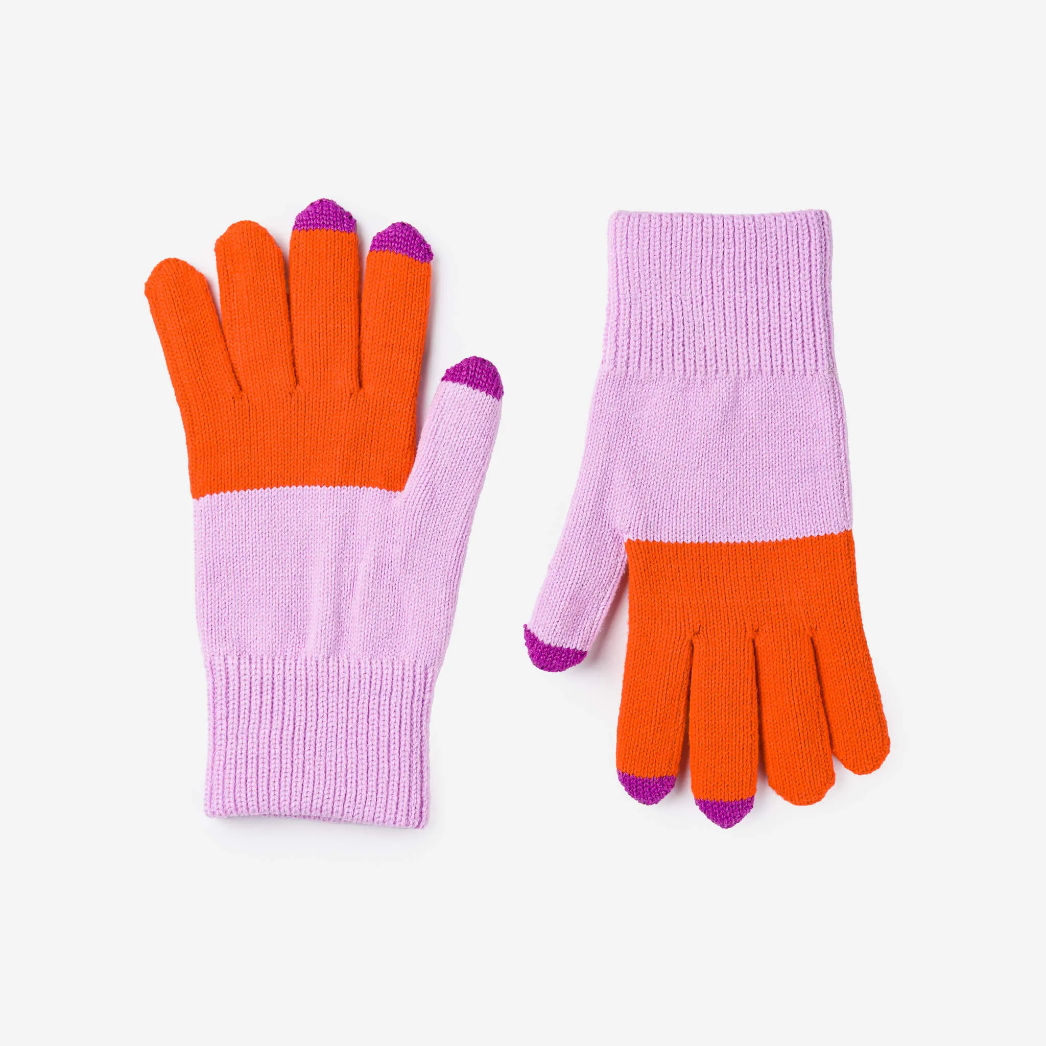 Colorblock Knit Touchscreen Gloves