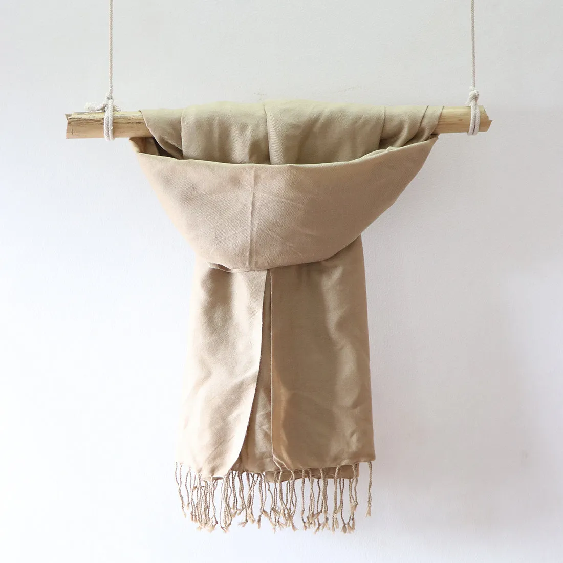 CONTEMPORARY SOLID BEIGE ACRYLIC SCARF