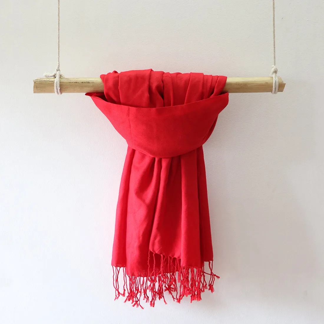 CONTEMPORARY SOLID BRIGHT RED ACRYLIC SCARF