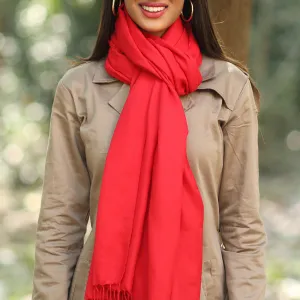 CONTEMPORARY SOLID BRIGHT RED ACRYLIC SCARF