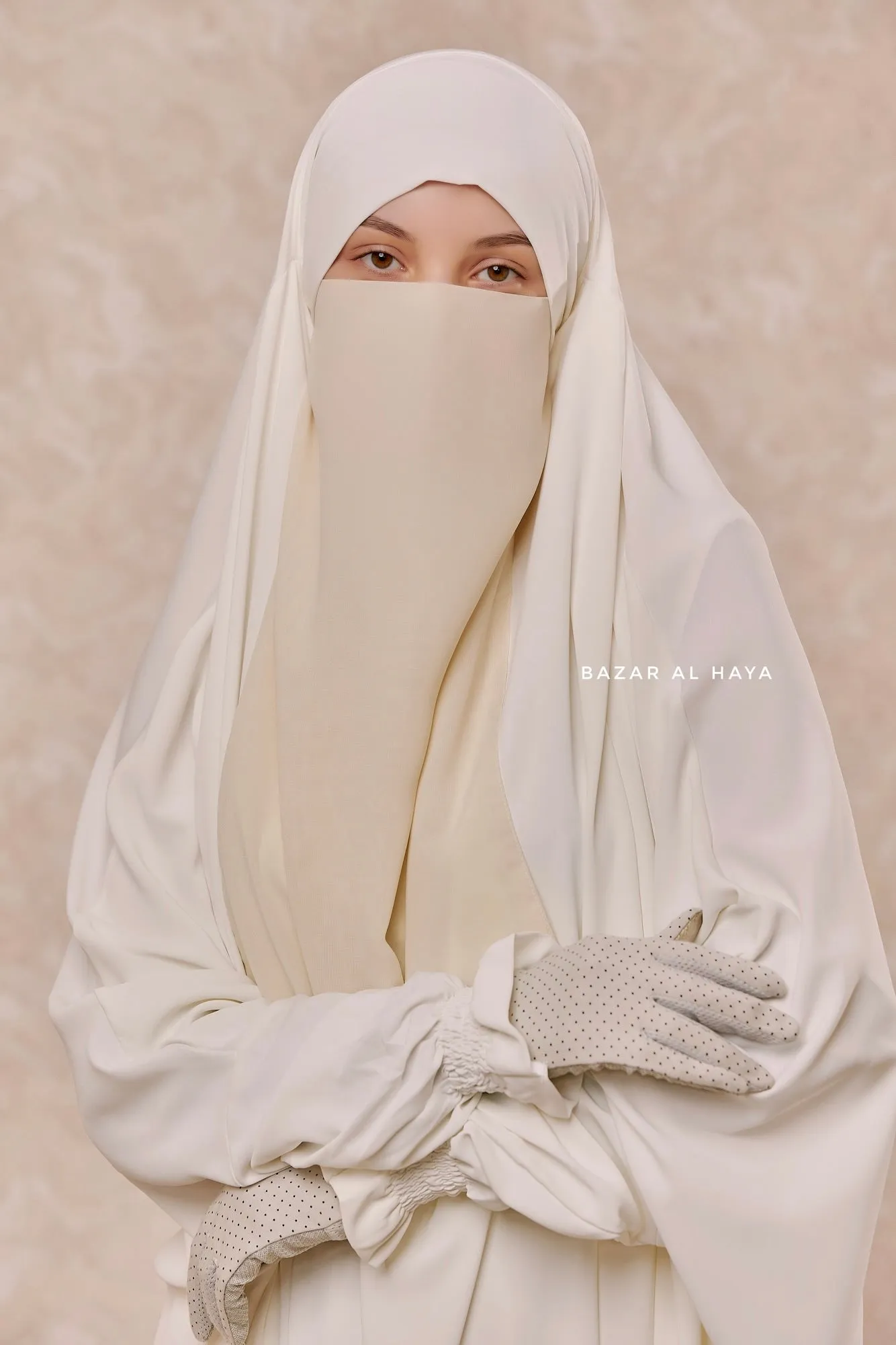 Creme Single Half Niqab - Super Breathable Veil